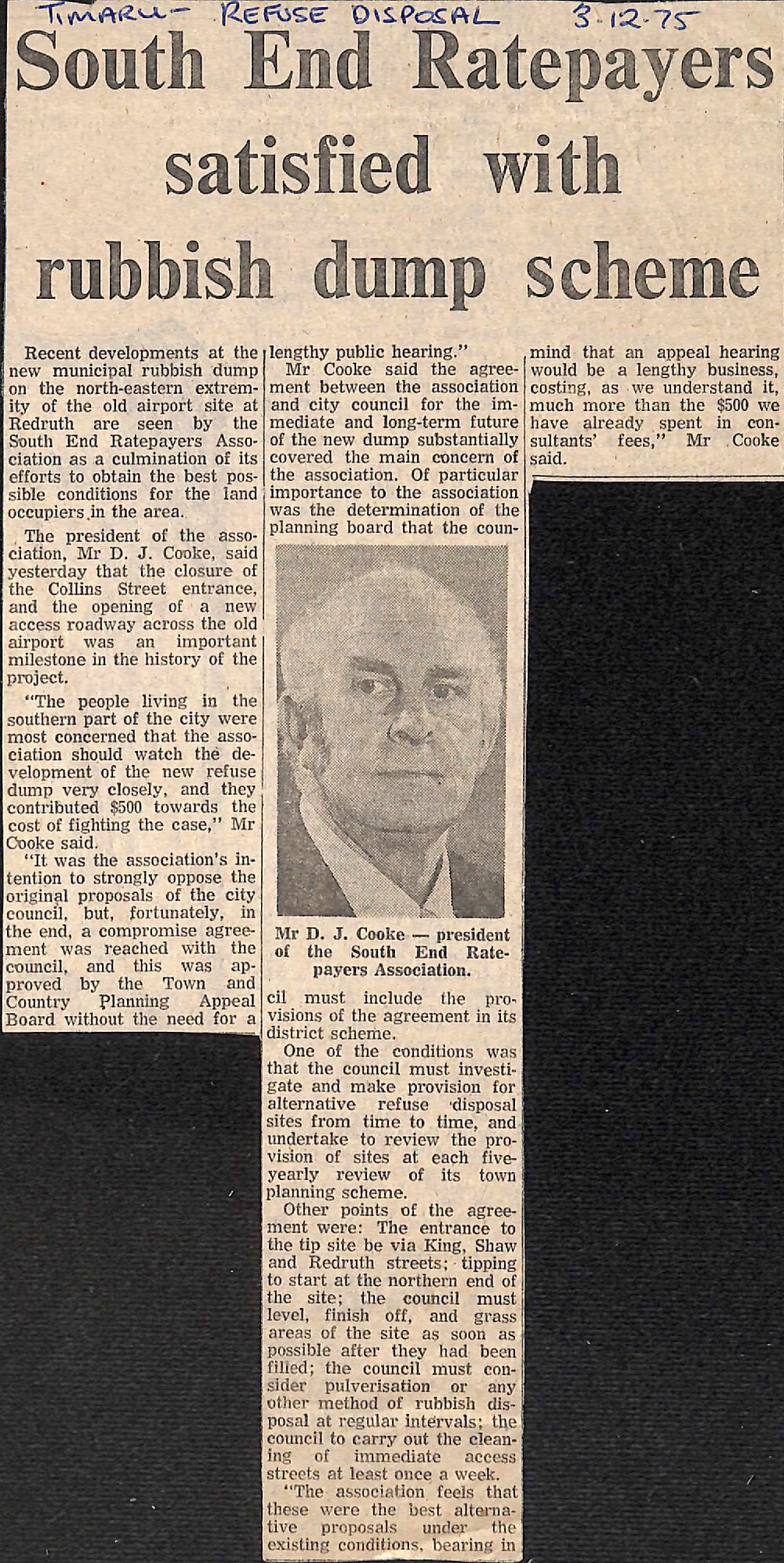 South End Ratepayers satisfied with rubbish dump scheme