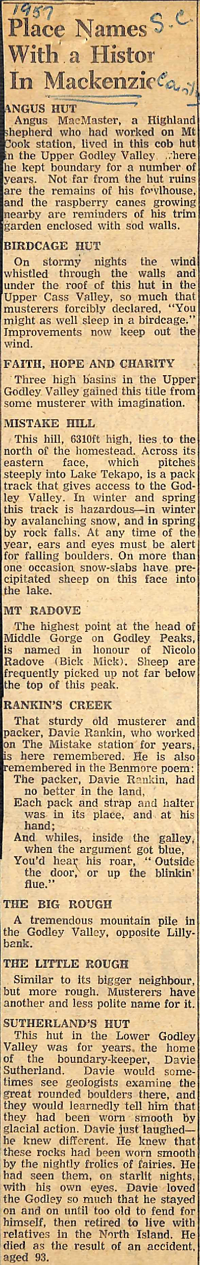 Place Names With a History In Mackenzie