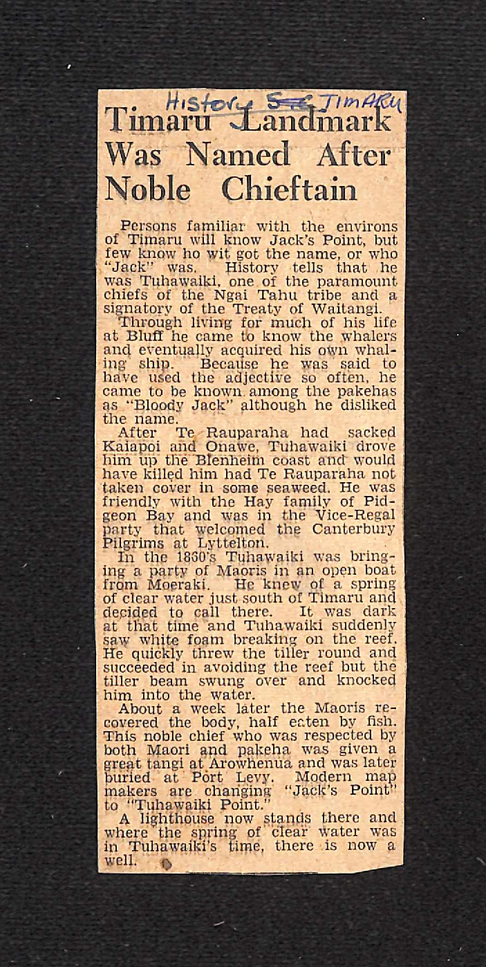 Timaru Landmark Was Named After Noble Chieftain