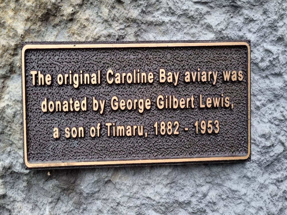 Caroline Bay aviary plaque