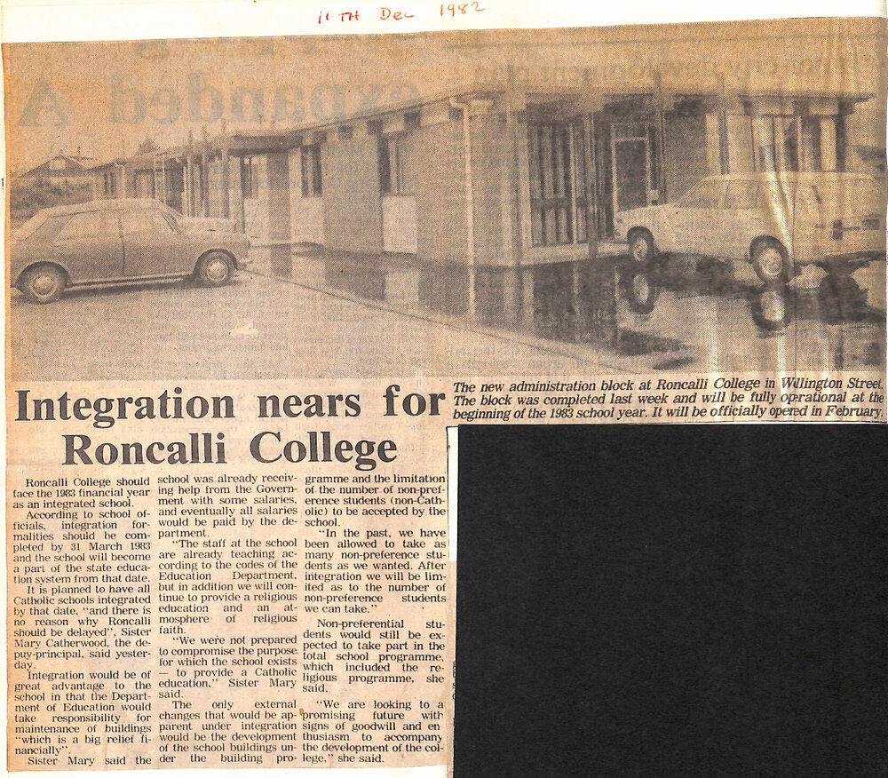 Integration nears for Roncalli College