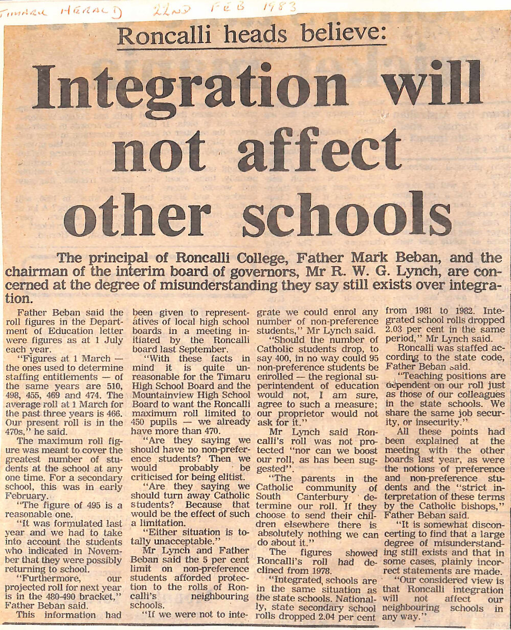 Roncalli heads believe: Integration will not affect other schools