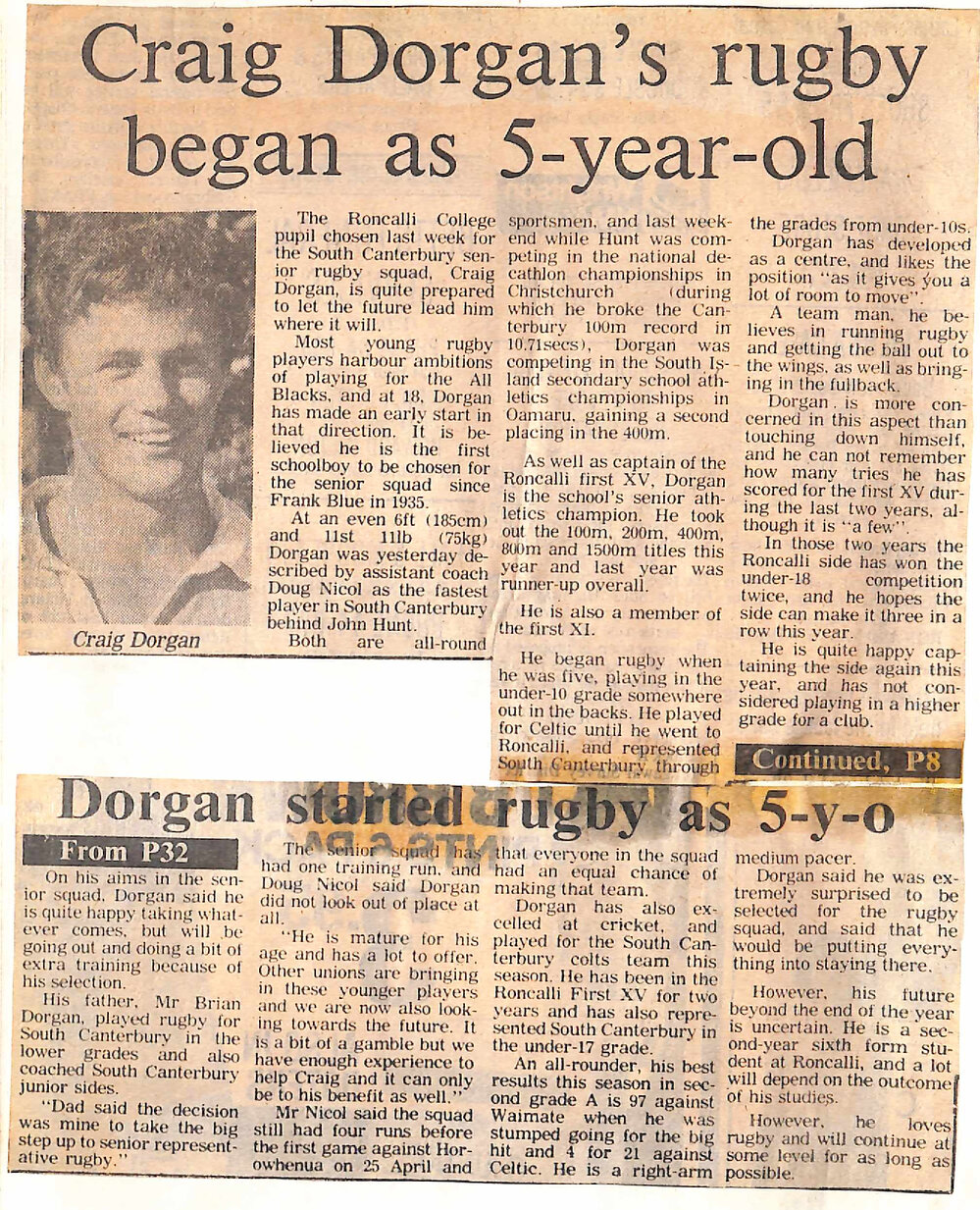 Craig Dorgan's rugby began as 5-year-old