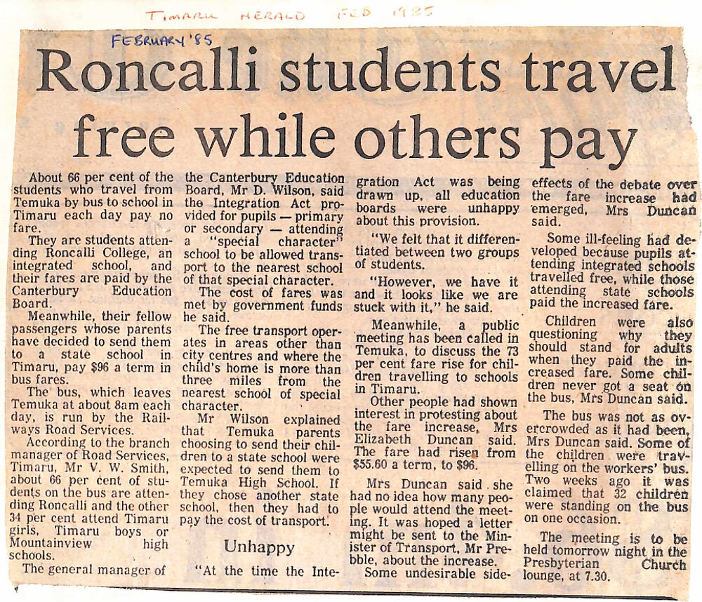 Roncalli students travel free while others pay