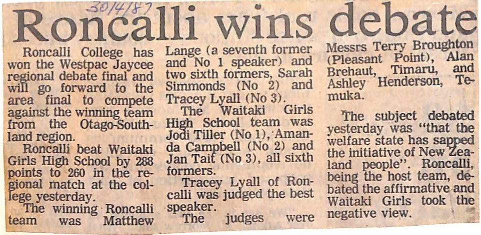 Roncalli wins debate