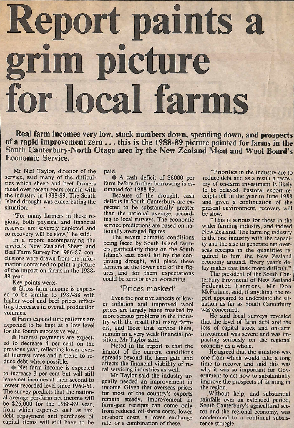 Report paints a grim picture for local farms