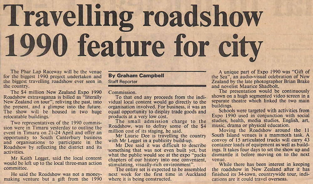 Travelling roadshow 1990 feature for city