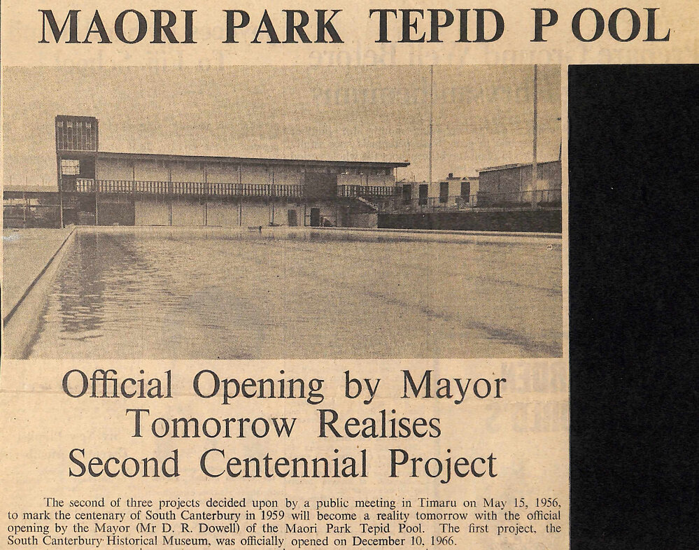 Maori Park Tepid Pool: Official Opening by Mayor Tomorrow Realises Second Centennial Project