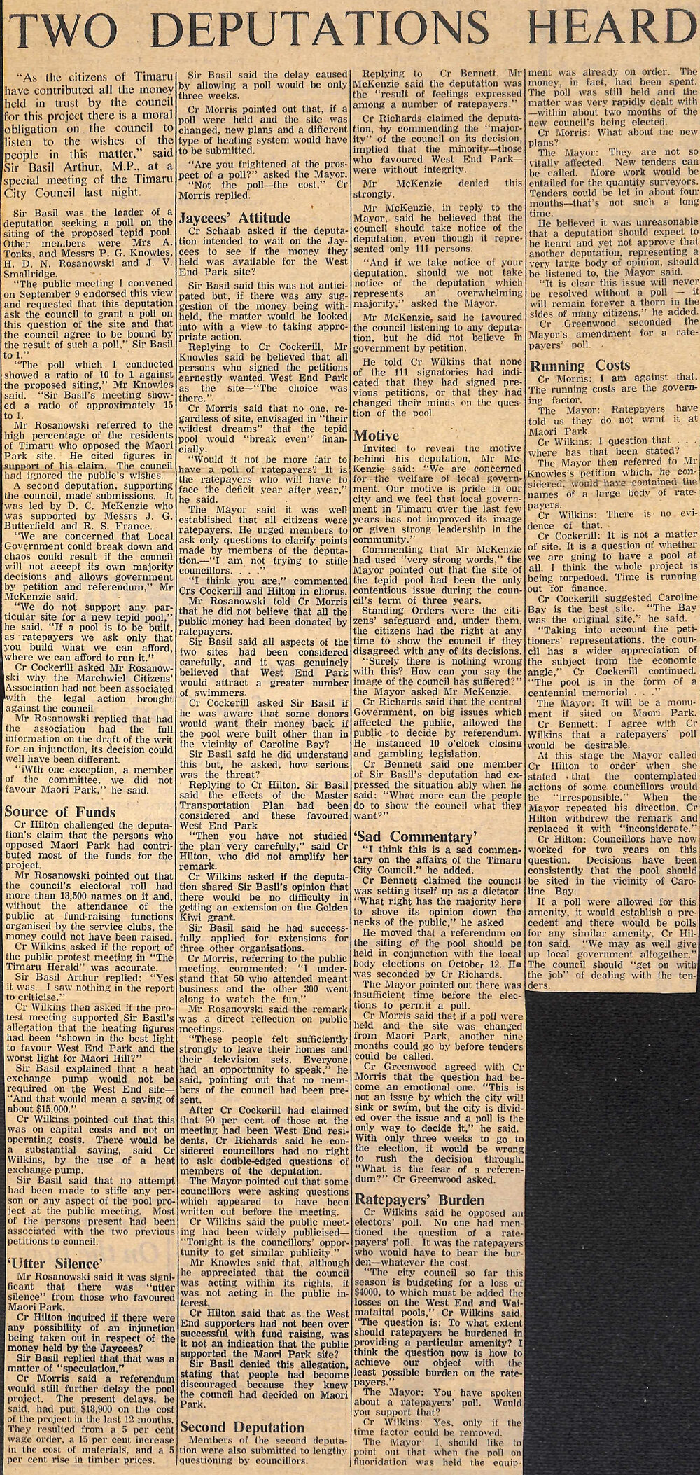 Two deputations heard