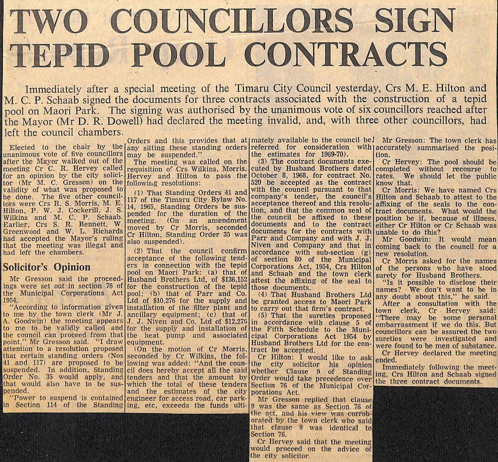 Two councillors sign tepid pool contracts