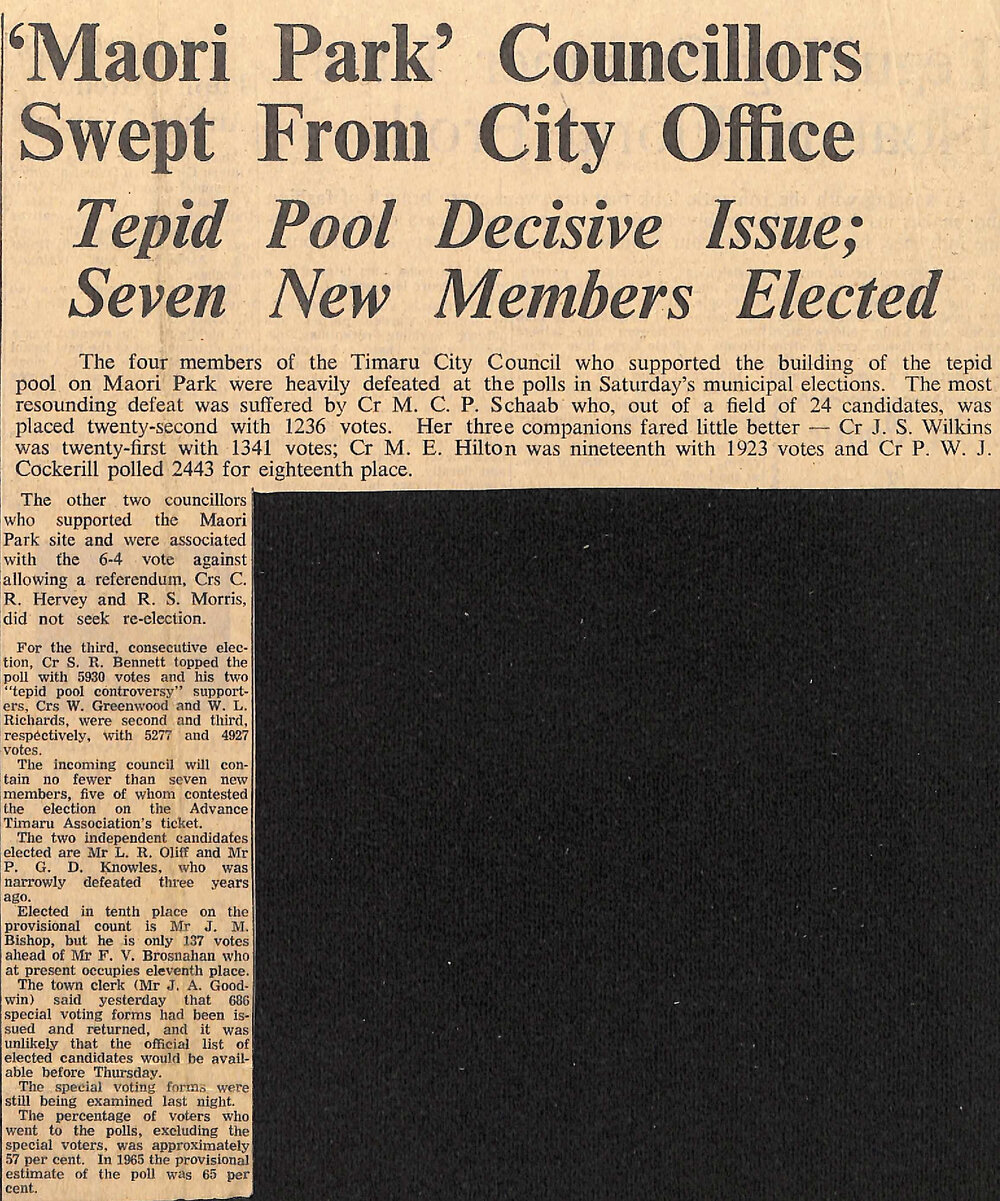  'Maori Park' Councillors Swept From City Office, Tepid Pool Decisive Issue; Seven New Members Elected