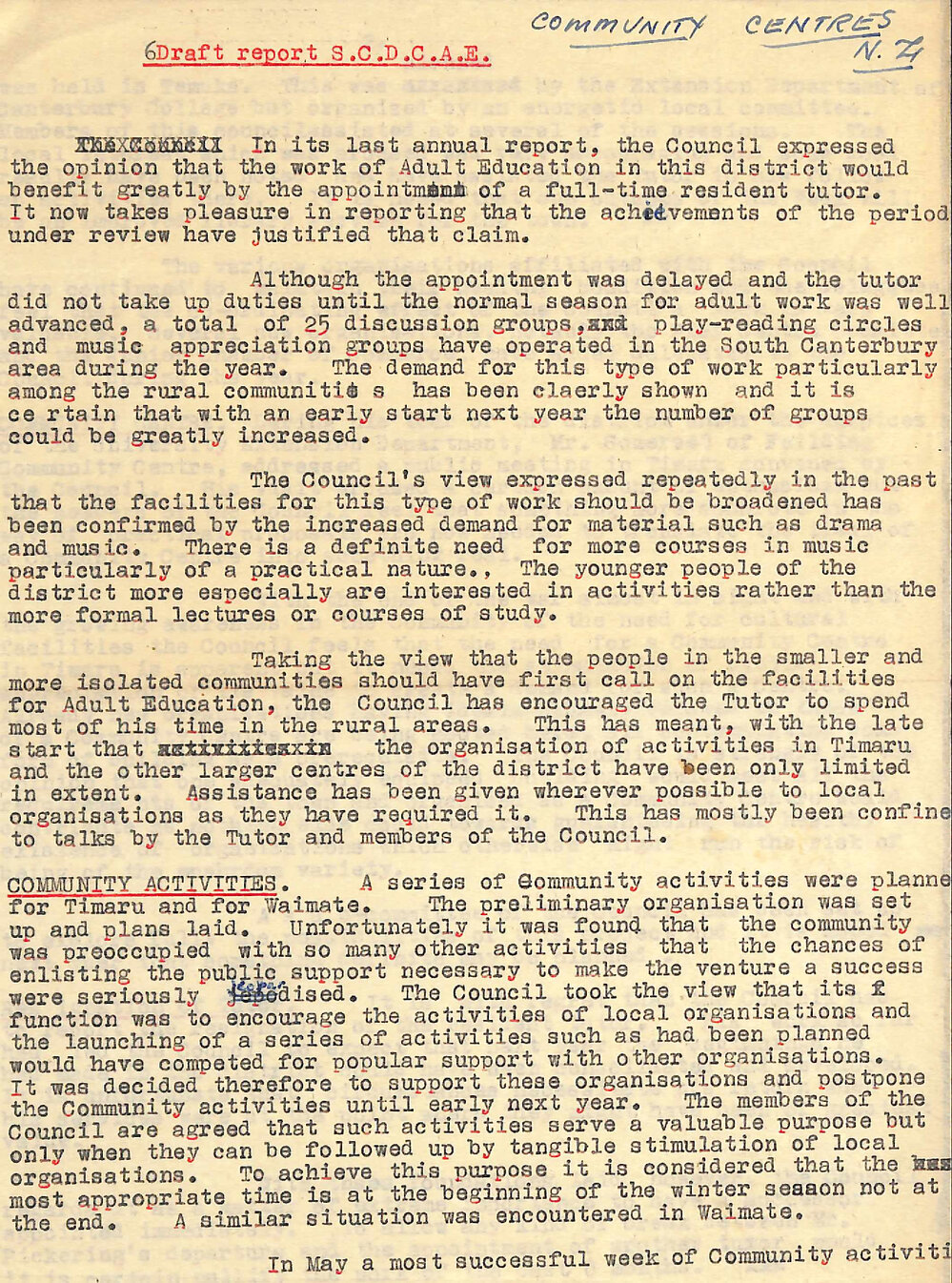 Draft Report: SCDCAE (South Canterbury District Council for Adult Education)