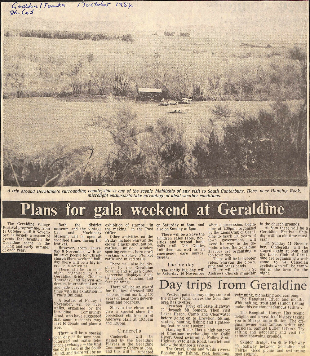 Plans for gala weekend at Geraldine