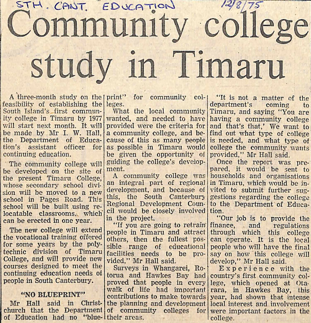 Community college study in Timaru