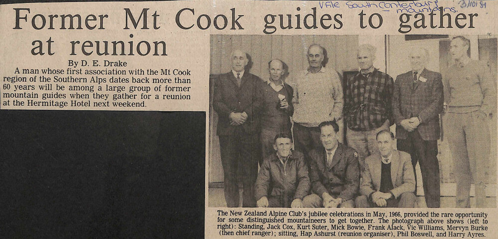 Former Mt Cook guides to gather at reunion
