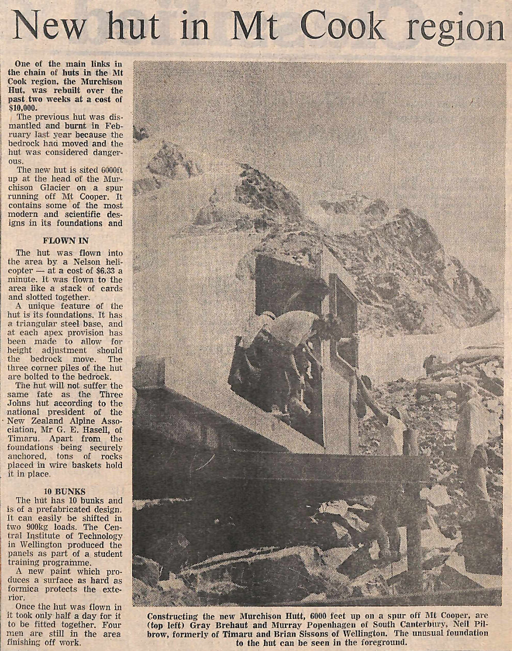New hut in Mt Cook region