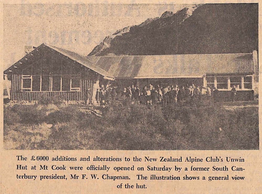 Unwin Hut Opening Highlights Alpine Club's 75th Anniversary