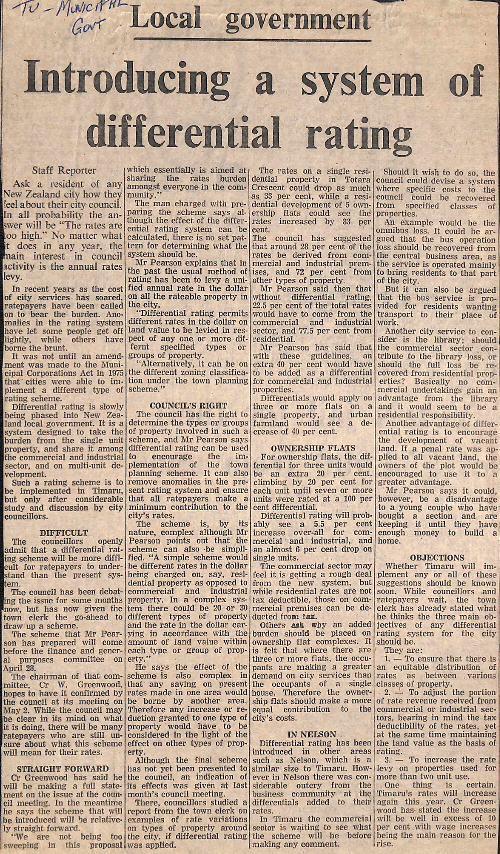 Local government - Introducing a system of differential rating