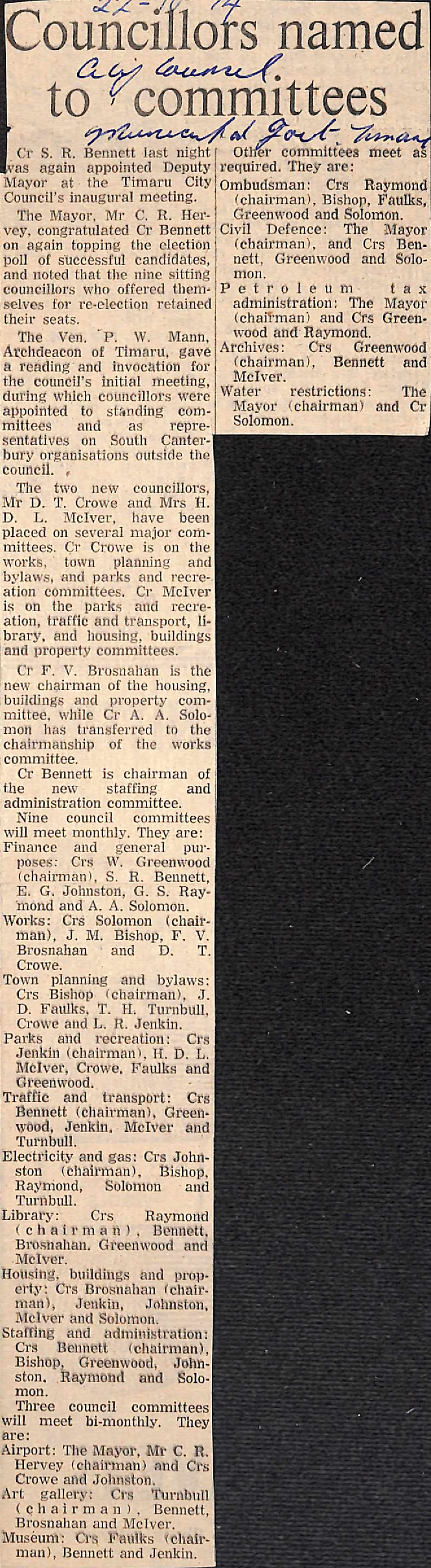 Councillors named to committees