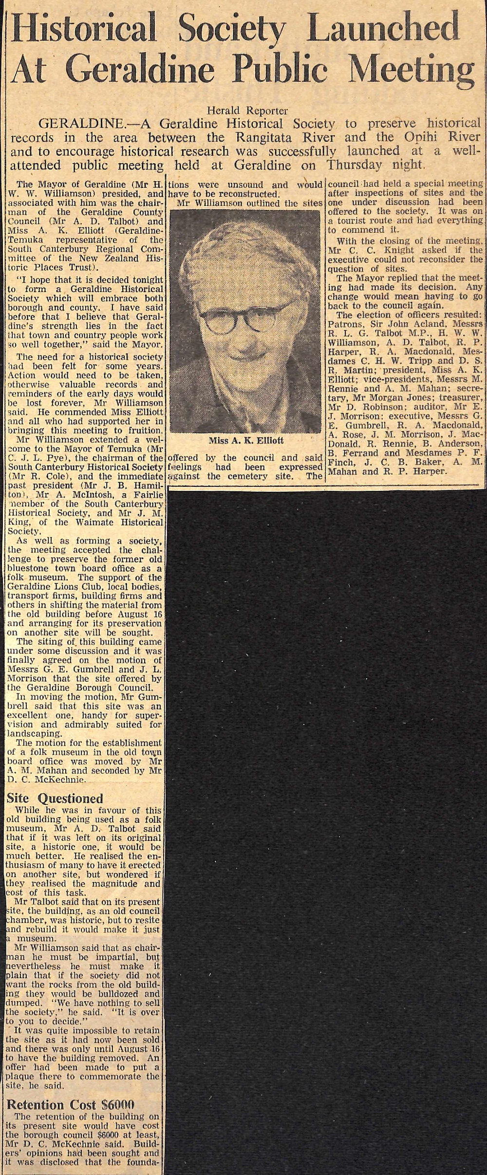 Historical Society Launched At Geraldine Public Meeting