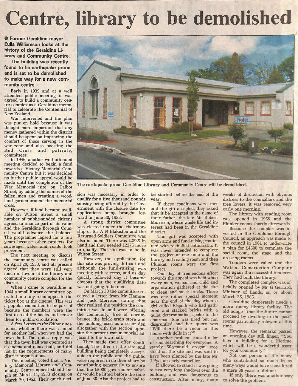 Centre, library to be demolished