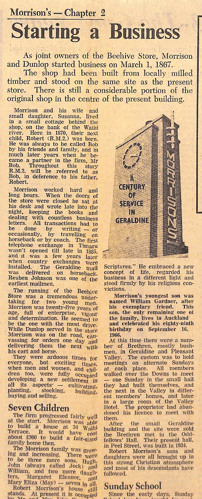 A Century With Morrison's of Geraldine: Chapter 2 - Starting a Business