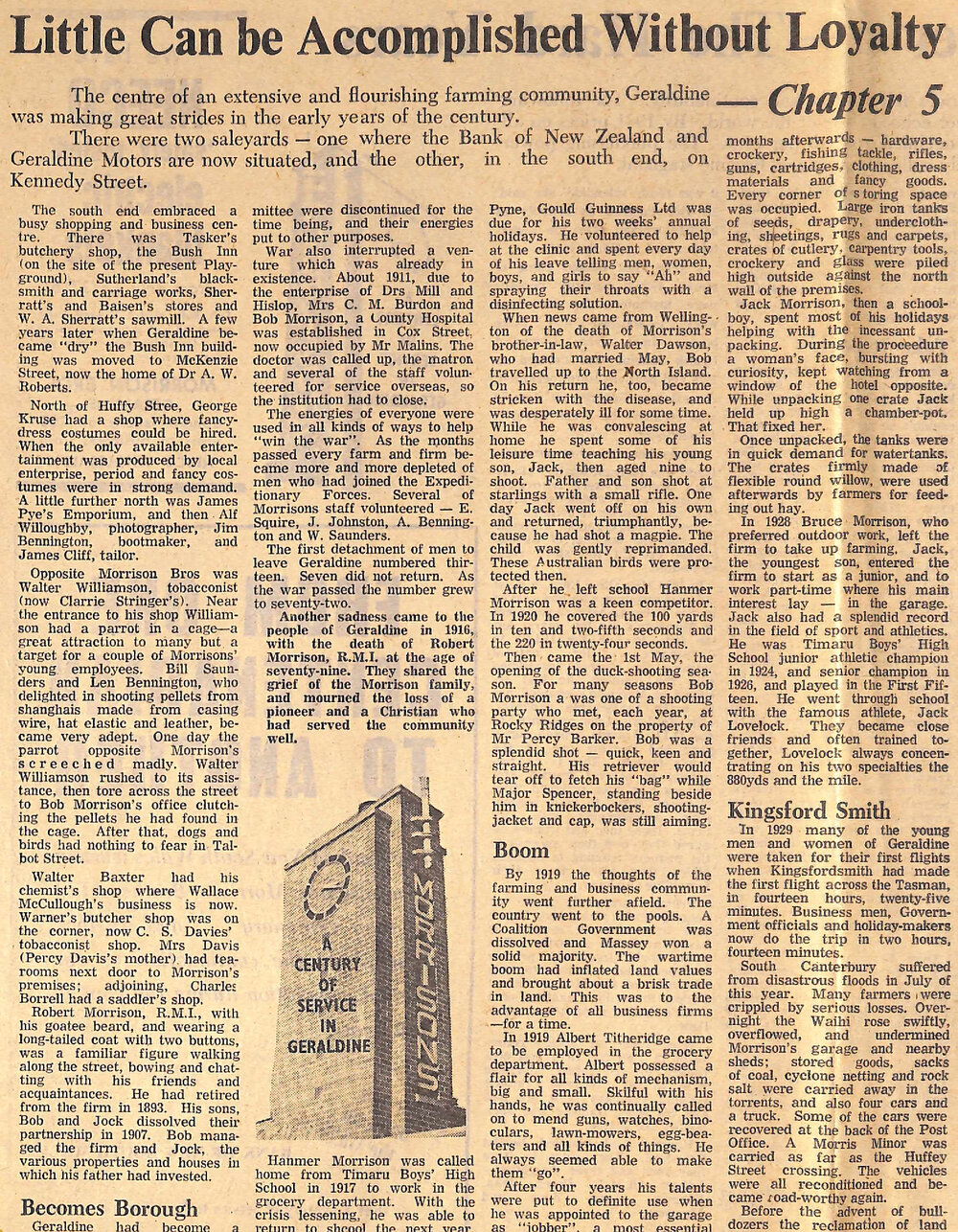 A Century With Morrison's of Geraldine: Chapter 5 - Little Can be Accomplished Without Loyalty
