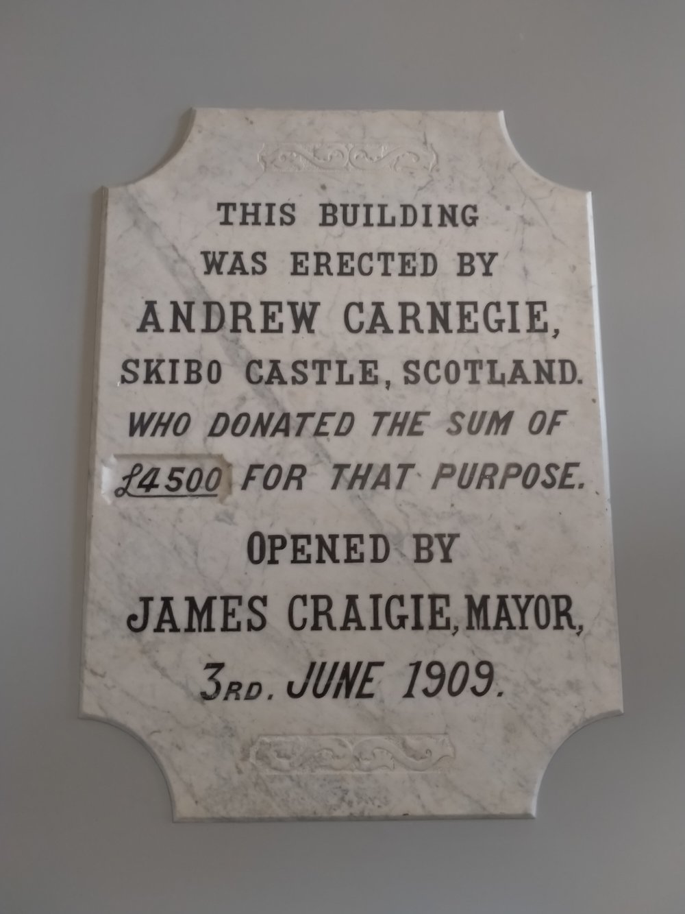 Andrew Carnegie plaque