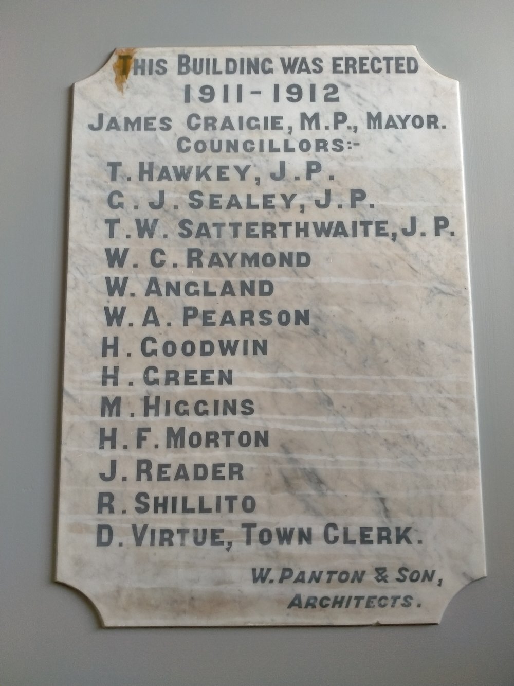 Timaru District Council building opening plaque