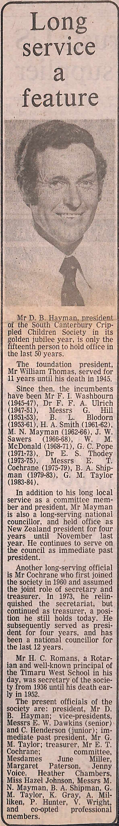 Long service a feature