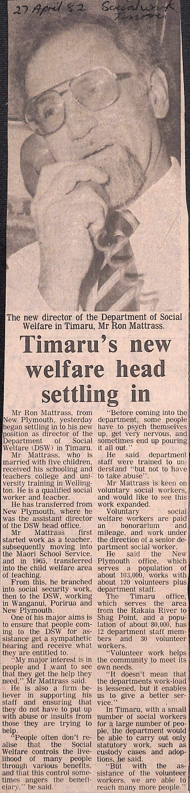 Timaru's new welfare head settling in