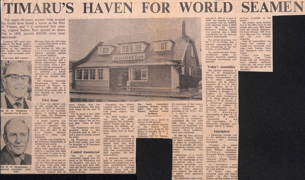Timaru's Haven For World Seamen