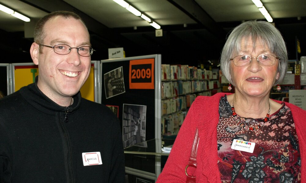 Library staff members at the reunion