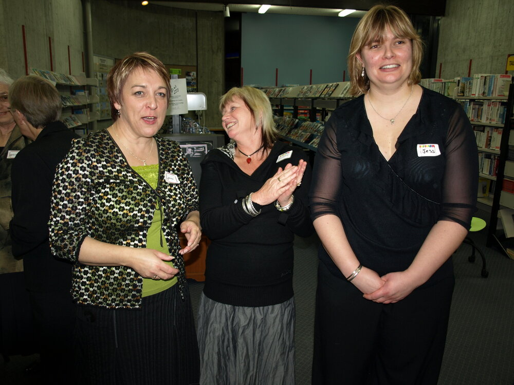 Library staff members at the reunion