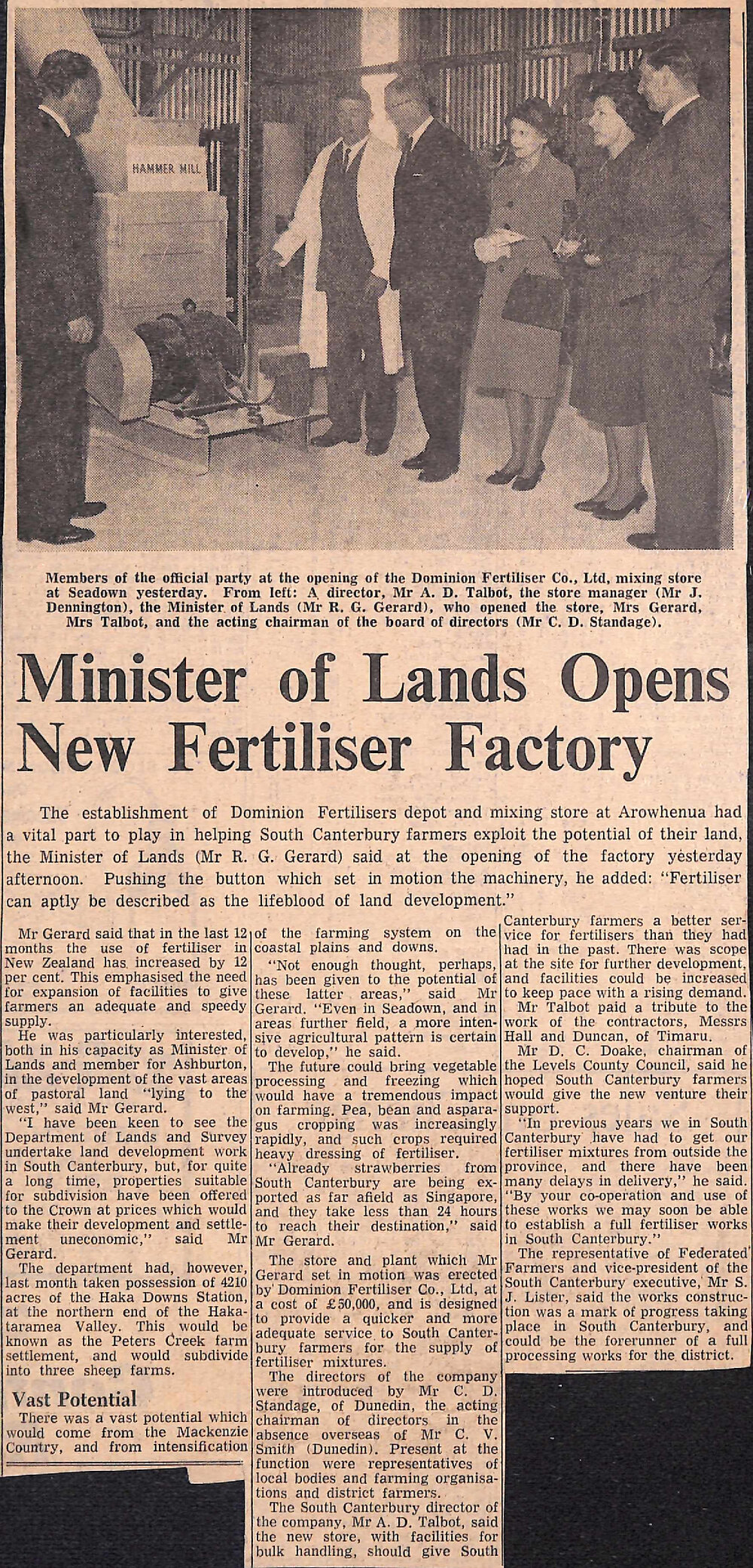 Minister of Lands Opens New Fertiliser Factory