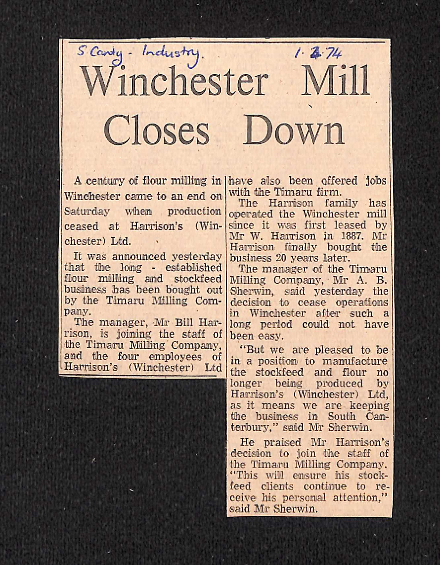 Winchester Mill Closes Down