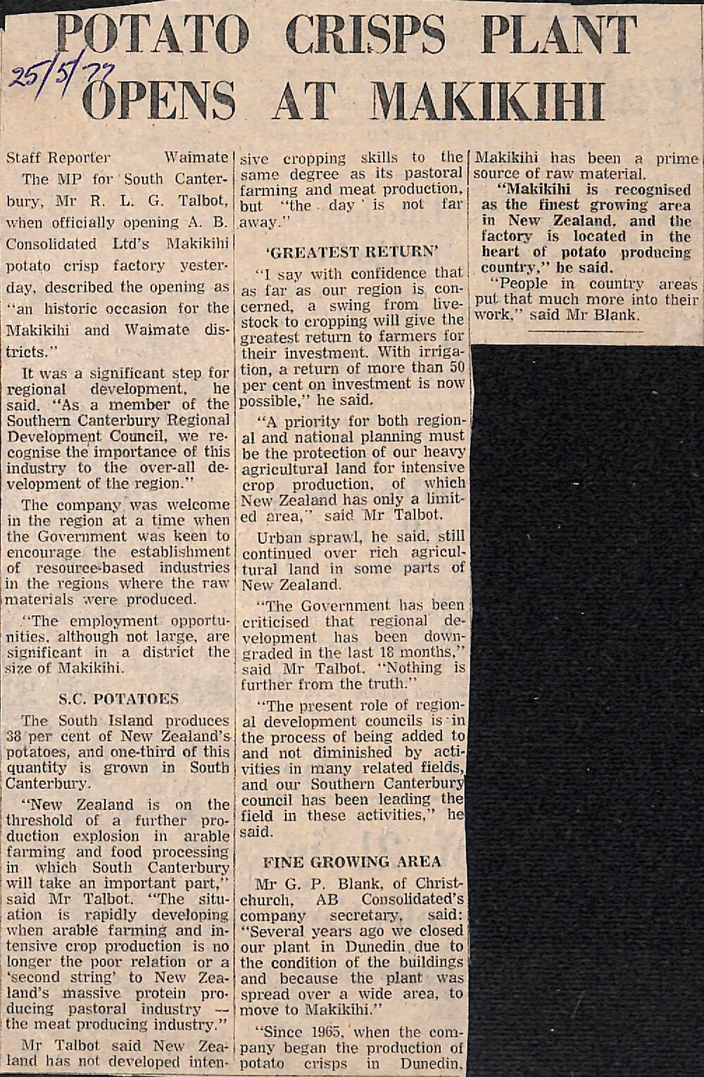 Potato crisp plant opens at Makikihi