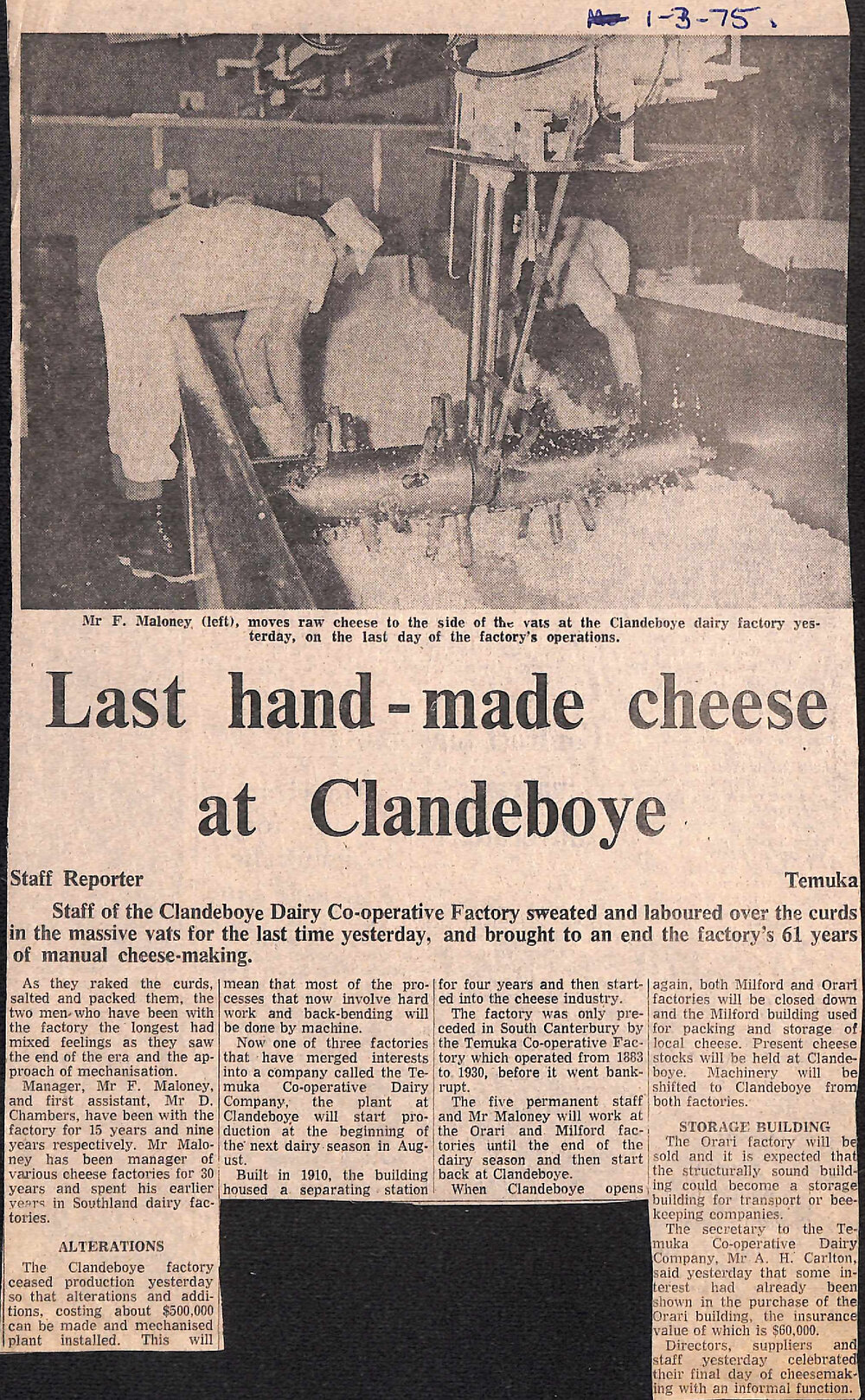 Last hand-made cheese at Clandeboye