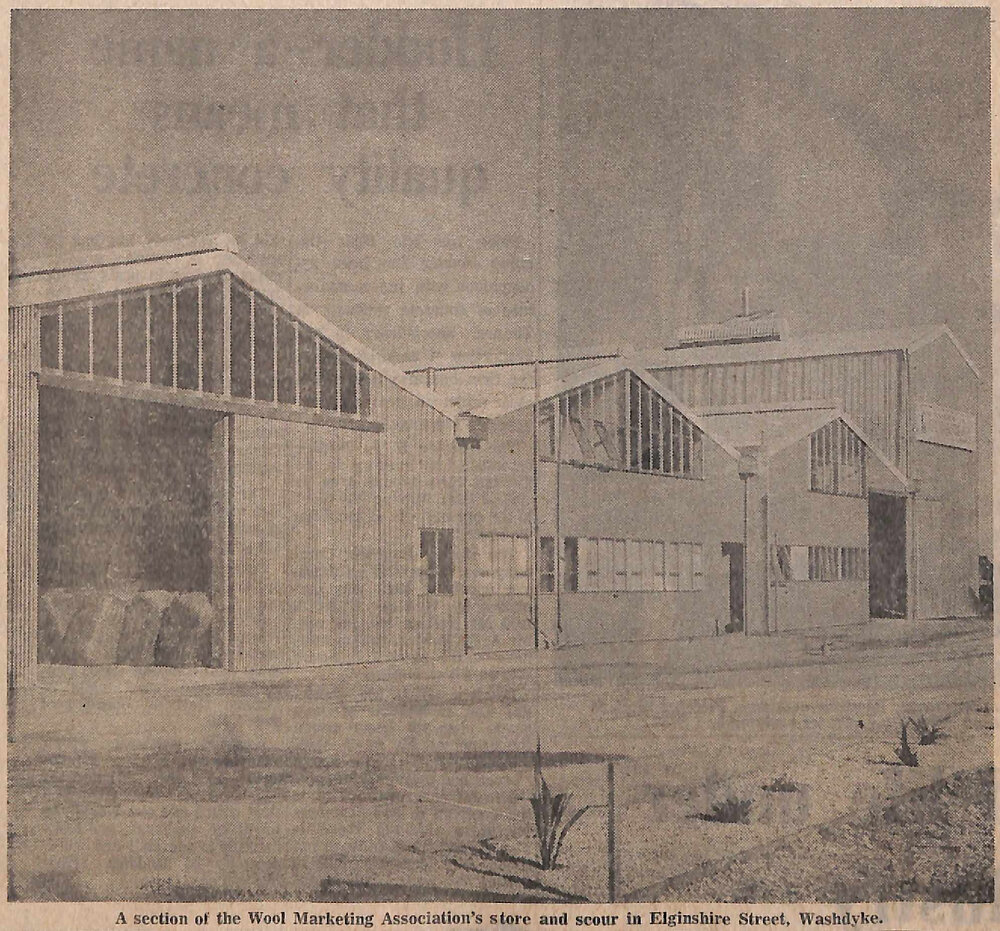 A section of the Wool Marketing Association's store and scour in Elginshire Street, Washdyke