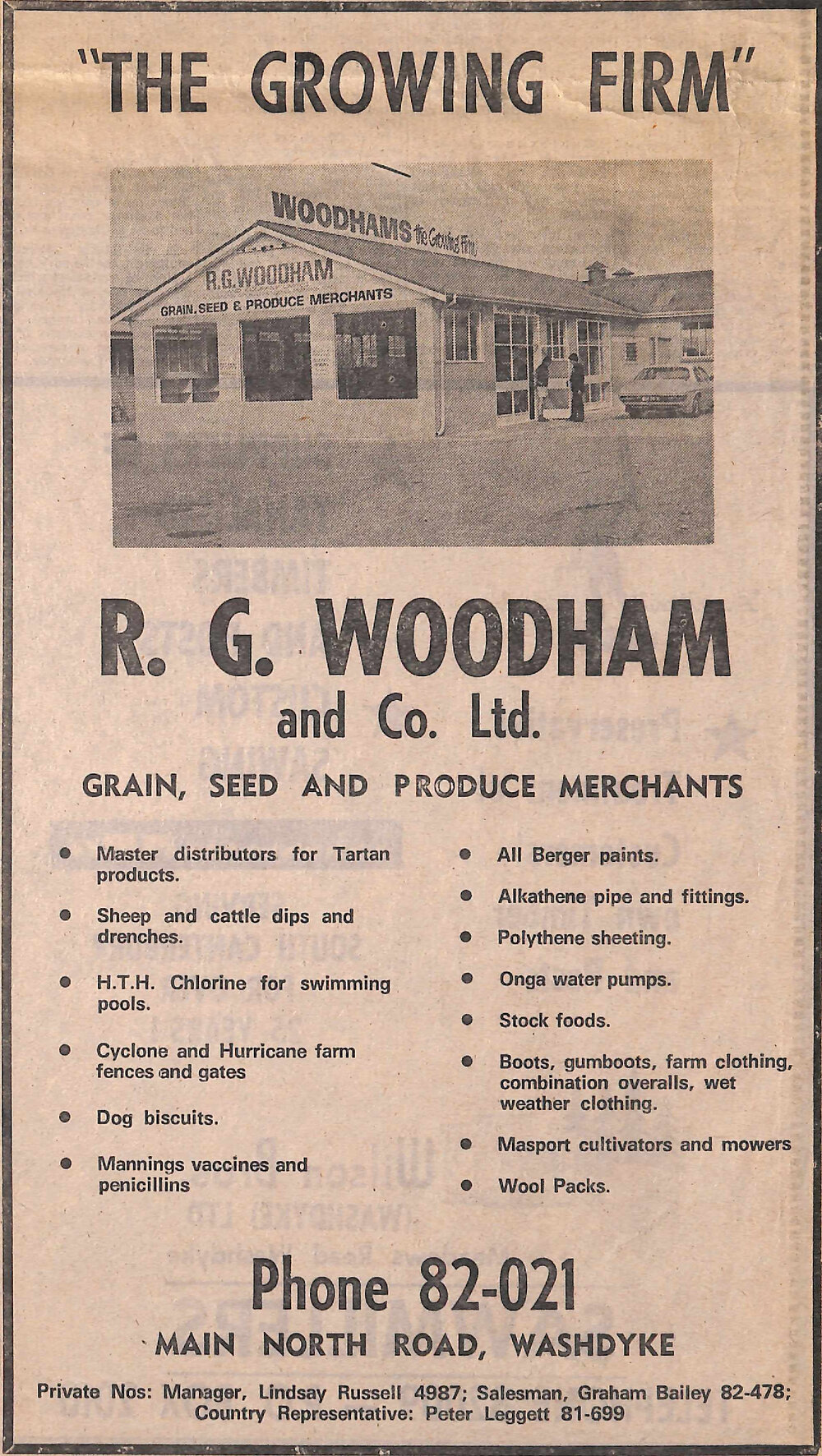 RG Woodham and Co Ltd advertisement