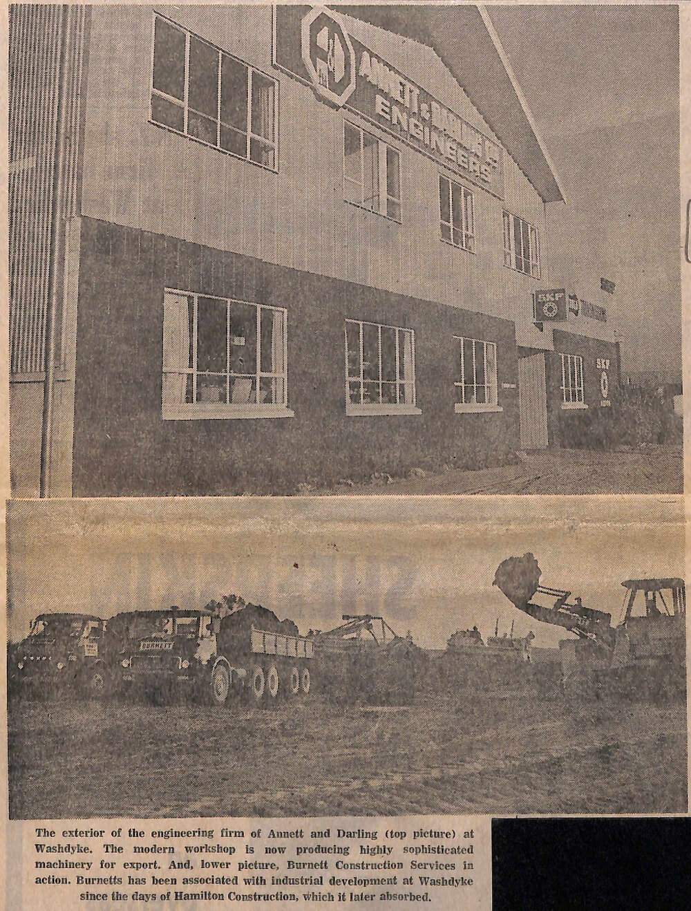 The exterior of the engineering firm of Annett and Darling at Washdyke