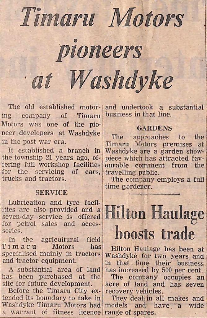 Timaru Motors pioneers at Washdyke / Hilton Haulage boosts trade