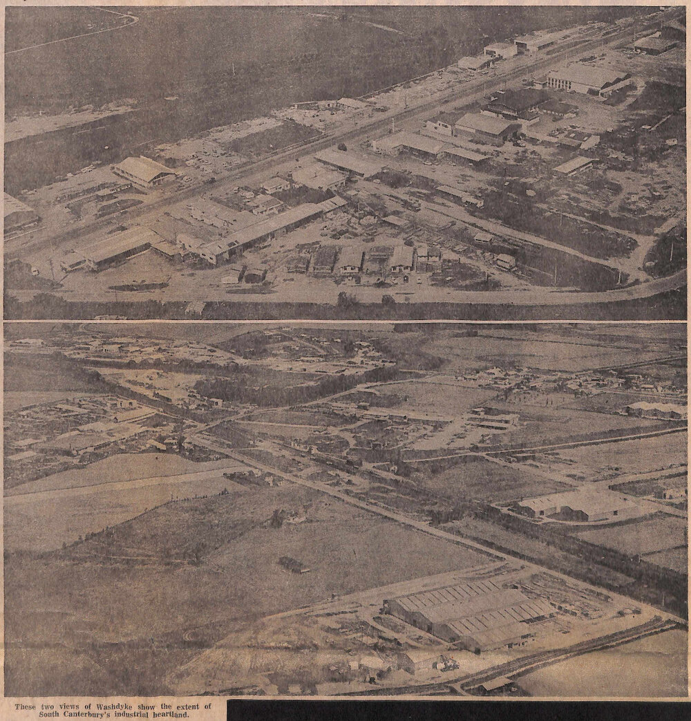 These two views of Washdyke show the extent of South Canterbury's industrial heartland