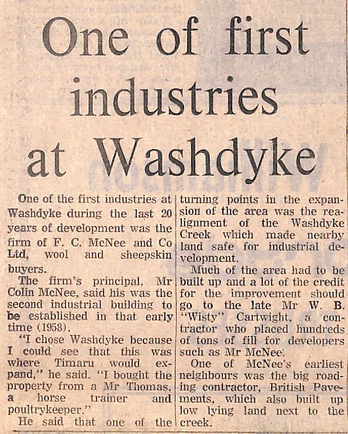 One of first industries at Washdyke