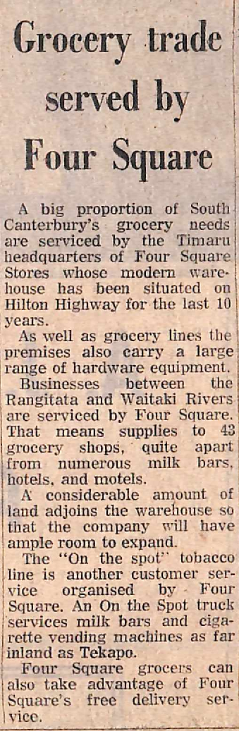 Grocery trade served by Four Square