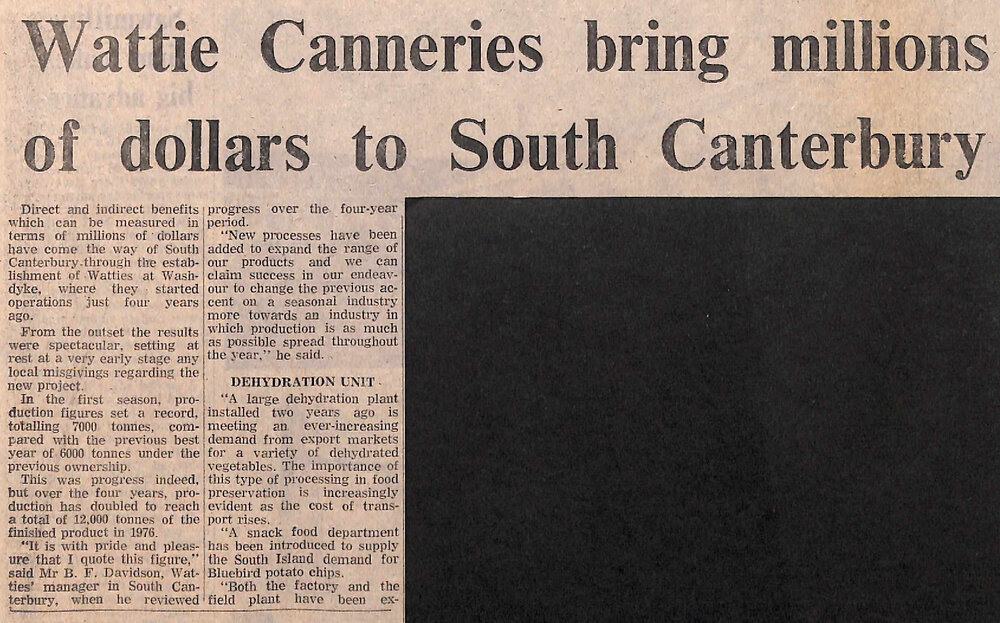 Watties Canneries bring millions of dollars to South Canterbury