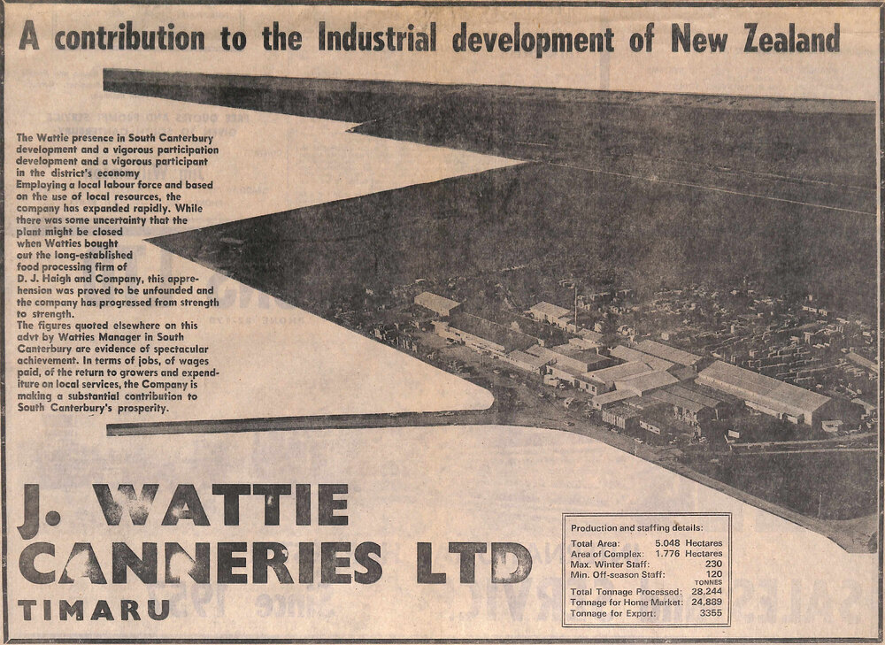 J Watties Canneries Ltd advertisement