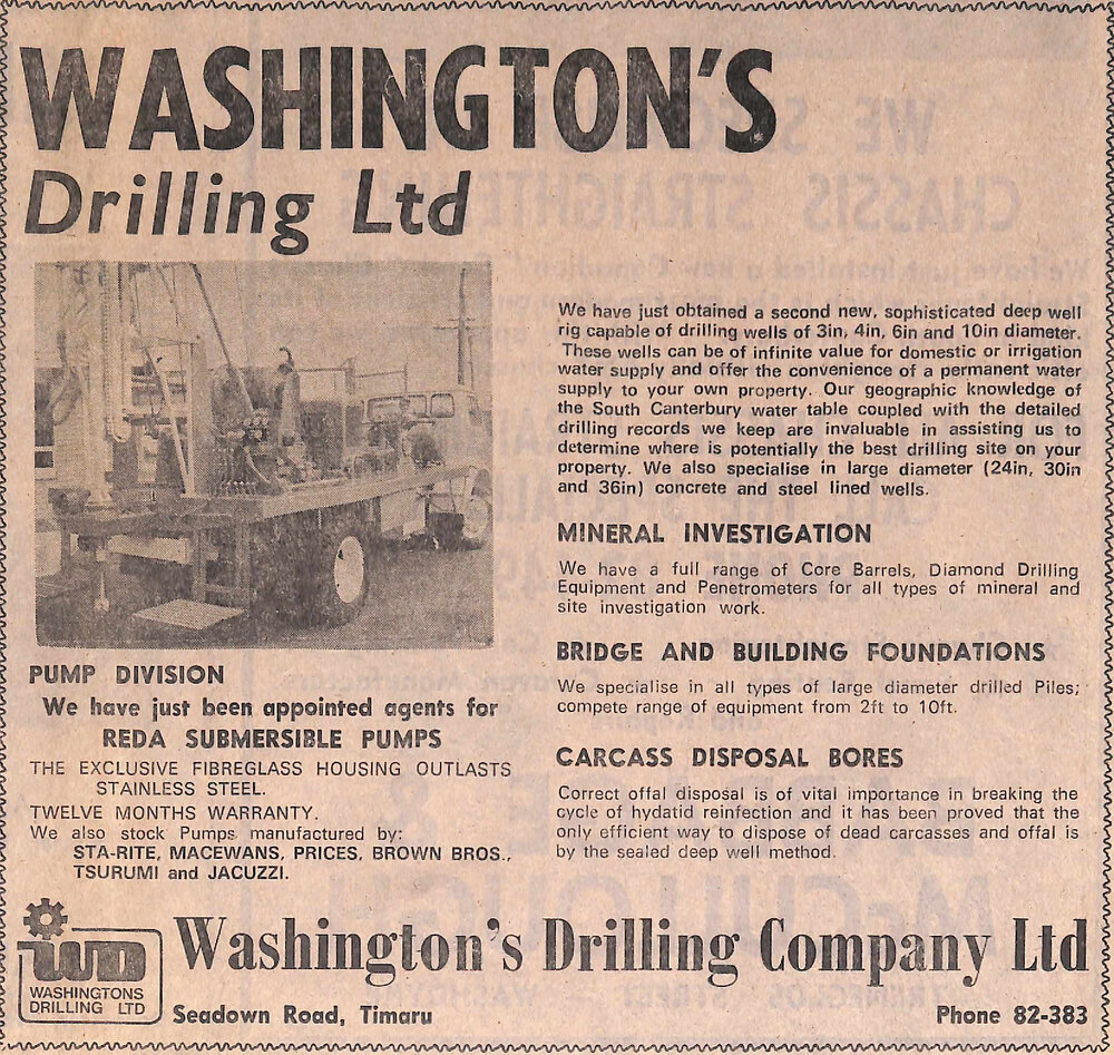 Washington's Drilling Ltd advertisement