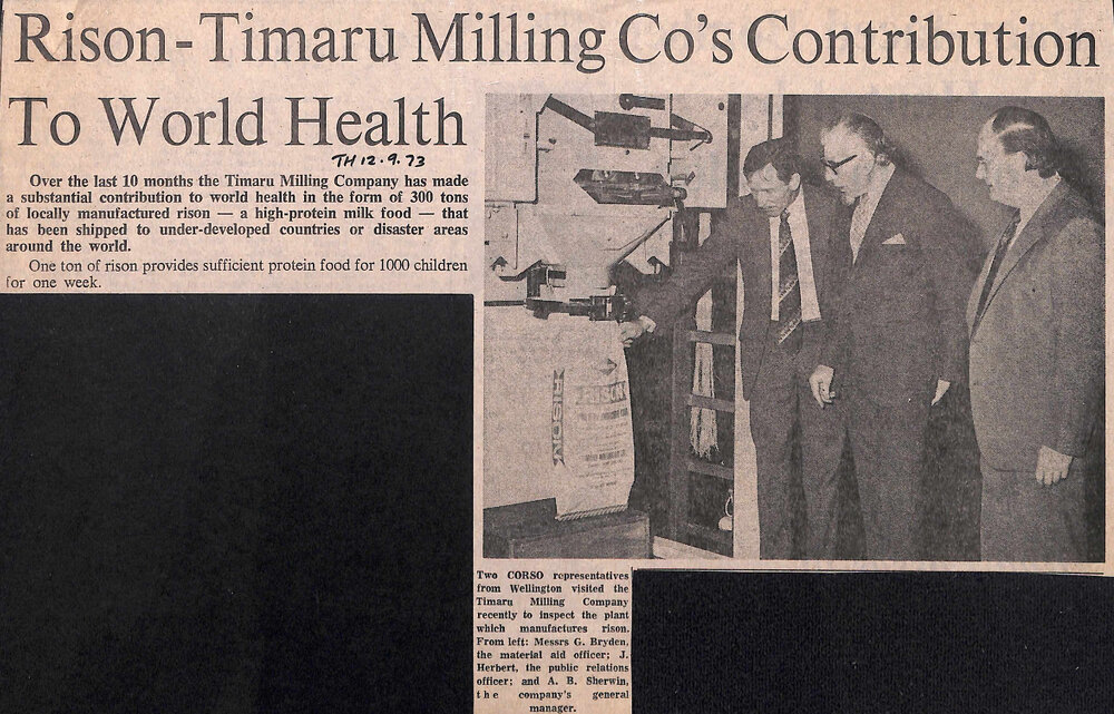 Rison-Timaru Milling Co's Contribution To World Health