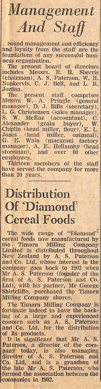 Management And Staff / Distribution Of 'Diamond' Cereal Foods